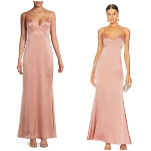 Alice + Olivia Blush Satin Maxi Dress